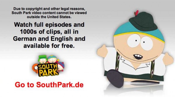 This is what you get, when visiting southparkstudios.com from a german computer.